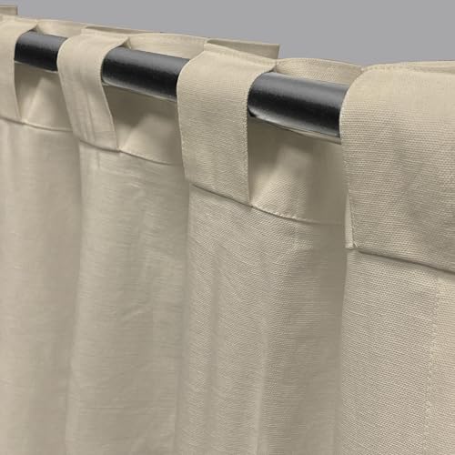 Image of LINENWALAS Cotton Linen Curtains 7 Feet Long Set of 2,Curtain for Door Home Decor Items for Living Room Bedroom,Semi Sheer Curtains with Back Loop Hangings (7 Feet Length,Natural Linen) - Back Tab