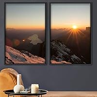 2 Piece Framed Canvas Wall Art Sunset in The Mountains Canvas Prints Home Artwork Decoration for Living Room,Bedroom - 16