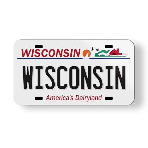 Imán decorativo estilo placa Wisconsin 3.5 pulgadas