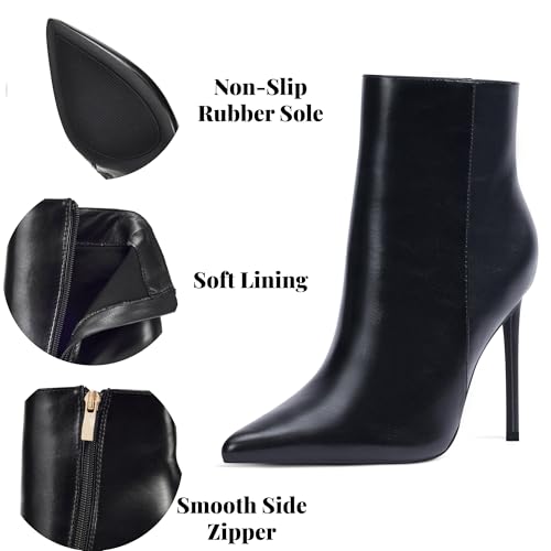 Elisabet Tang Women Heeled Ankle Booties,Sexy Pointed Toe 4 inch Stiletto High Heel Fashion Ankle & Booties with Side Zipper High Heel Boots Dress Evening Party Boots Shoes2