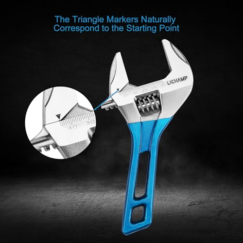 Image of Lichamp 8-Inch Stubby Adjustable Wrench with 44 mm Wide Jaw Opening for Plumbing Automotive and Industry Tight Spaces Work (Pack of 2)