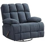 Eiayeebil Oversized Recliner Chair, 360° Swivel Rocker Recliner for Big Man, Extra Wide Manual Recliner, Overstuffed Soft Rocking Sofa Chair, Overstuffed Soft Rocking Sofa Chair for Living Room(Grey)