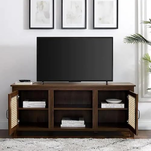 Image of Solid Sheesham Wood TV Unit for Living Room | TV Stand | TV Cabinet with Storage for Living Room and Hotel Furniture (Walnut Finish-01)