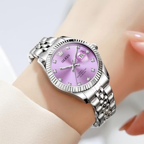 Image of OLEVS Watches for Women Luxury Elegant Stainless Steel Waterproof Luminous Diamond Women's Fashion Watch Ladies Watches for Small Wrists
