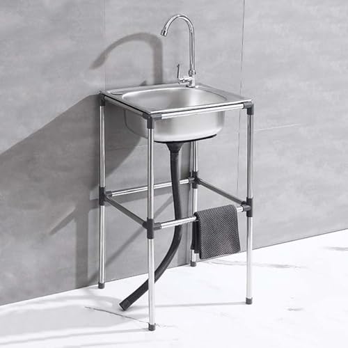 Catálogo para Comprar On-line Cocinas independientes Top 5. 45 WBJGUOD Fregadero de Cocina Independiente de un Seno con Soporte Reforzado de Acero Inoxidable para Exterior con Grifo, Ideal para restaurantes, Camping, jardín y Garaje (37 x 31...