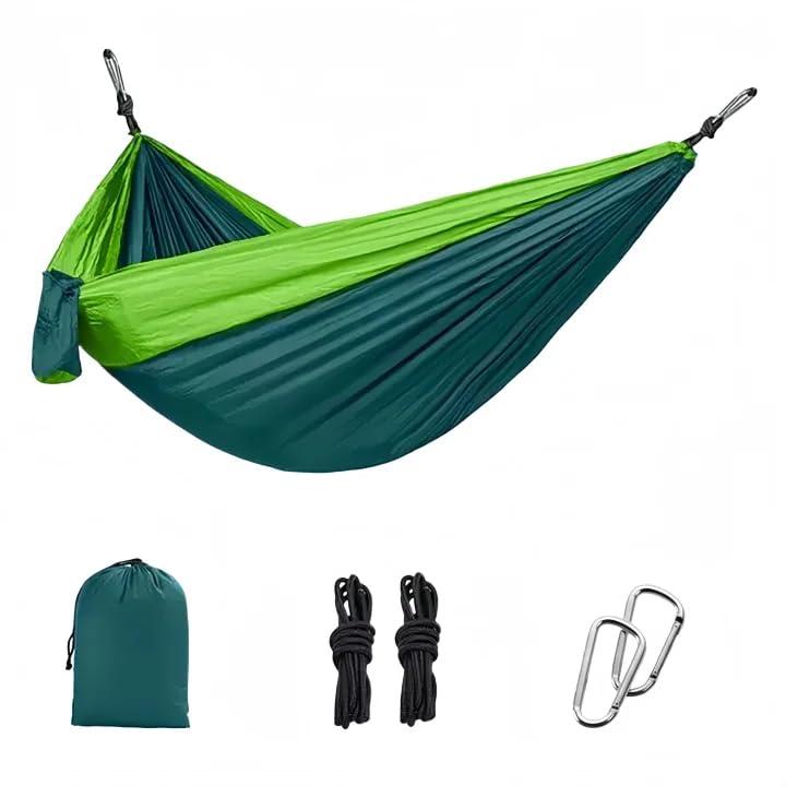 Camping Hammocks,Single Hammock with Tree Straps,Portable Lightweight Parachute Nylon Camping Gear for Outside Hiking Beach Backpack Survival Travel (Green)
