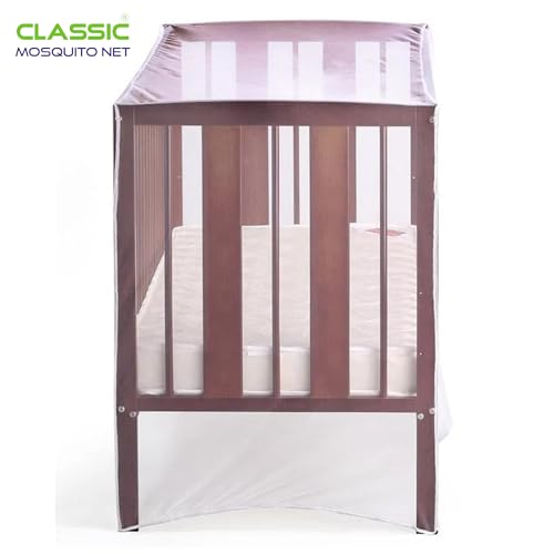 Image of Classic Mosquito Net for Baby Crib | 144cmX75cmX90cm Encrypted Toddler Crib Tent Full Cover Safety Net, Durable, Strong - Keep Baby Infant from Climbing Out, Falls and Mosquito Bites (White)
