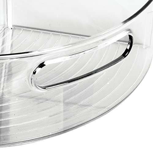 Mdesign Plastic Lazy Susan Cabinet Storage Bin With Front Handle For Kitchen Countertop, Pantry, Shelf, Fridge Organization - Hold Food, Drinks, Snacks - Ligne Collection - 4 Pack - Smoke Gray #TOP7