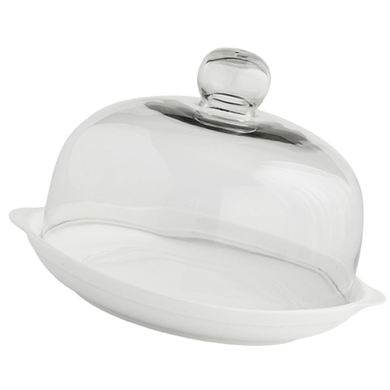 Cloche de Présentation à Gâteaux en Céramique avec Couvercle en Verre