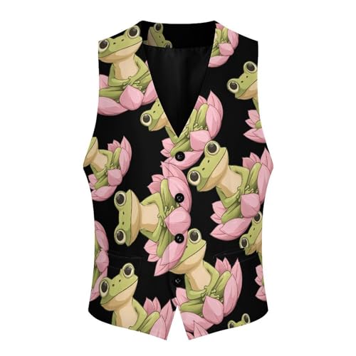 Frog-Lotuses Men's Suit Vests Business Formal Dress Vest V-Neck Waistcoat for Wedding Casual4