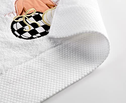 Quera 2 Pack Of Fall Thanksgiving Hand Towels 100% Cotton Pumpkin Premium Luxury Decorative Bathroom Decorative Plate Set Dry, Clean, Cook, Autumn 13.7 "X 29.5", White #TOP4