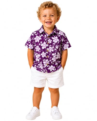 Image of A.T.U.N. (ALL THINGS UBER NICE) Boys 100% Cotton Printed Shirt | Half Sleeve Smart Casual Shirt for Kids | Soft Breathable Button Placket Top
