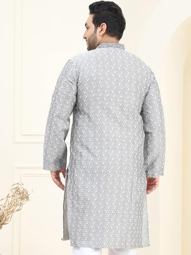 Image of SOJANYA Plus(Since 1958), Men's Silk Blend Self Design ONLY Long Kurta