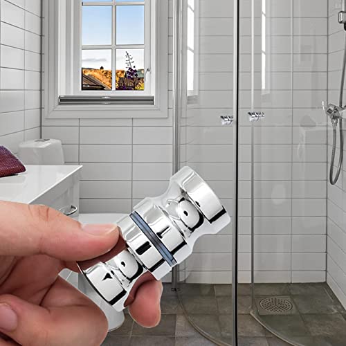 2 Paare Duschtürknopf Aluminiumlegierung Duschtürgriff Türknauf Dusche Griff Beschläge Türgriff Doppel Knöpfe hochglänzend für Duschtür Glastüren mit 2 Stück verchromte Duschsockel
