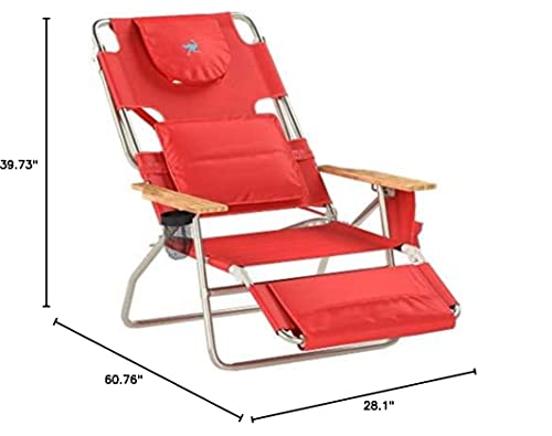 Ostrich Deluxe Padded Sport 3-In-1 Beach Chair, Red #TOP2