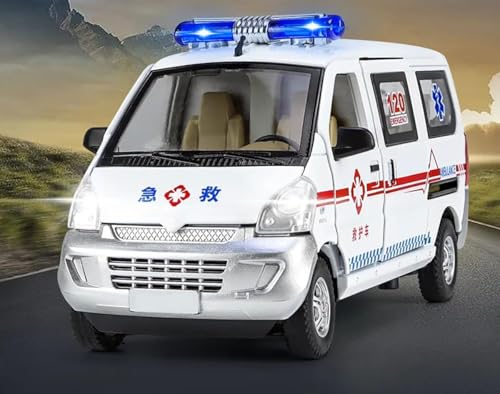 Image of 1:24 Wuling Postal Van Die-cast Car Model - Alloy Metal Mini Pull Back Toy with Sound & Light, Openable Doors, Postal Delivery Mini Ambulance Model Toy for Kids Boys Girls & Collectors (2)