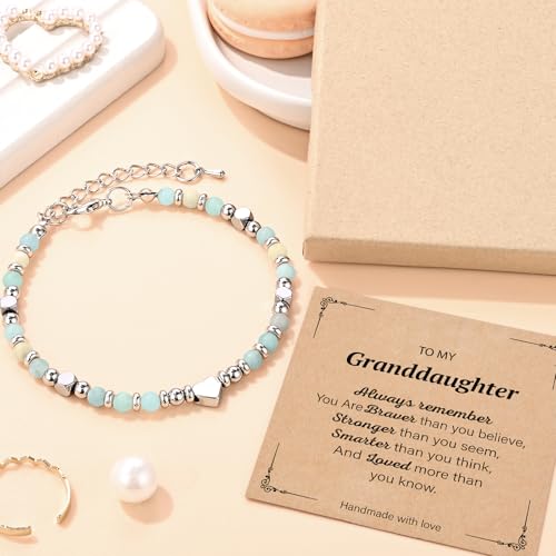 Image of Gifts for Teen Girls, Moonstone Beaded Bracelets with Gift Card, Inspirational Christmas Birthday Graduation Galentines Day Gifts for Daughter Granddaughter Niece Sister Bestie