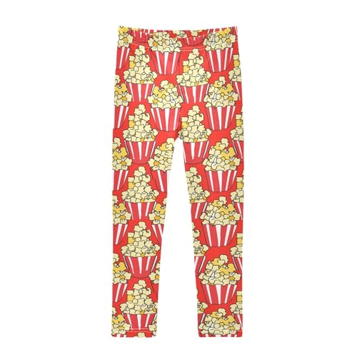 Girls Leggings Popcorn Box Red Printed Soft Toddler Leggings for Girls Kids Pants Size 4T-10T