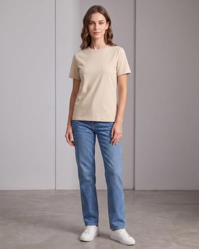 Image of NOBERO 100% Cotton T-Shirts for Women Stylish | Regular Fit | Solid T Shirts for Women 180 GSM Combed Cotton | Crew Neck Half Sleeve