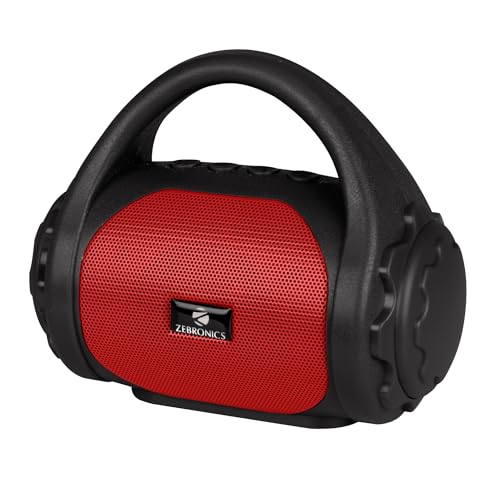 Image of Zebronics Zeb-County Wireless Bluetooth Portable Speaker with Supporting Carry Handle, USB, SD Card, AUX, FM & Call Function. (Black+Red)