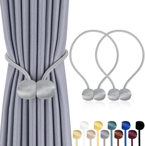 TopHomer Lot de 2 Embrasses Rideaux Magnétiques – 10 Couleurs, Corde Polyester Reinforcée –...