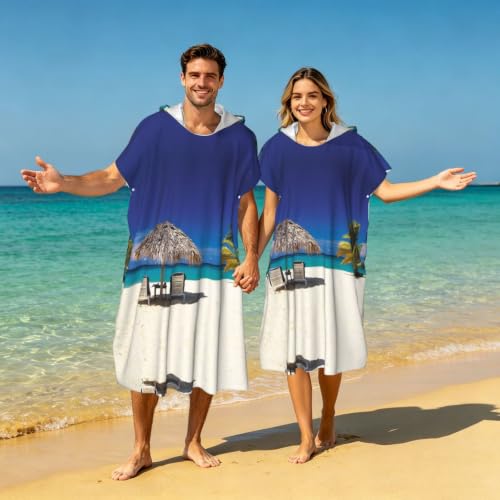 Poncho à capuche Jamaica Beach été en microfibre surf natation - 7