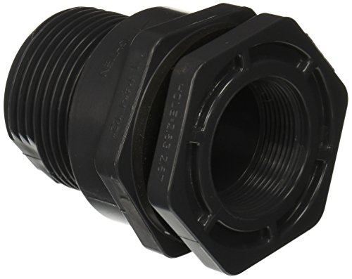 Hayward BFA1015TFS 1-1/2-Inch Dark Gray PVC Thread by Thread BFA Series Bulkhead Fitting with FPM Standard Flange Gasket