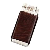 Das IM Corona Old Boy Pfeifenfeuerzeug mit Stein-Zündung aus versilbertem Metall und Bruyèreholz in dunkelbraun hat einen Pfeifenstopfer.