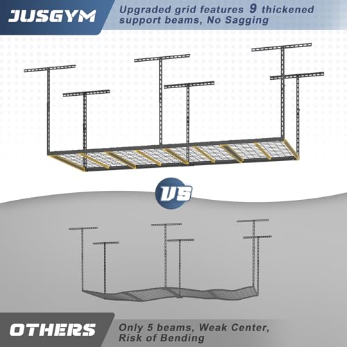 3X8FT-Overhead-Garage-Storage-Rack-750LBS-Capacity-26-40-Height-Adjust-No-Sagging-More-Load-bearing-Rust-Resistant-Ceiling-Mount-Heavy-Steel-Garage-Ceiling-Storage-Racks-Black