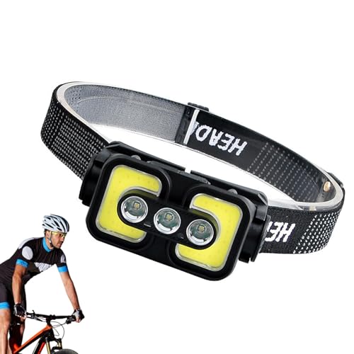 Linterna frontal LED ajustable, 6 modos de linterna frontal recargable por USB, lámpara de cabeza ajustable, linterna impermeable para camping, ciclismo