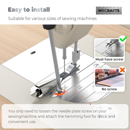 image for MrCrafts Sewing Rolled Hemmer Foot 8Pcs (3-10MM), Rolled Hem Hammer Fo