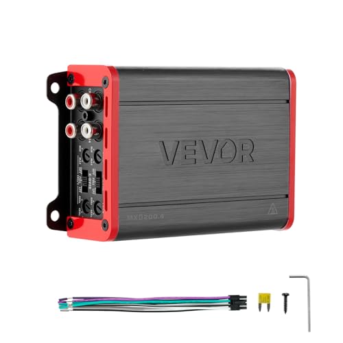 VEVOR Amplificateur Audio Voiture, Ampli de Puissance à 4 Canaux Pontables pour Subwoofer, Classe D à Gamme Complète Max. 4x120 W sous 4 ohms/4x200 W sous 2...