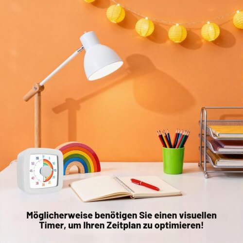 MEPHILIMIA Visueller Timer Kinder, 60 Minuten Countdown Timer Weiß, Schreibtisch Wecker Kinder, Zeitmanagement Werkzeug für Küche… – Ansicht 5