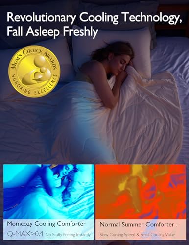 Momcozy Life CoolMurm Cooling Comforter for Hot Sleepers, King/Cali King 106"x90" Soft Breathable Pregnancy Cooling Blanket, 3-Second Cooling, 8 Hours+ Stay Cool All Night, Beige Yellow