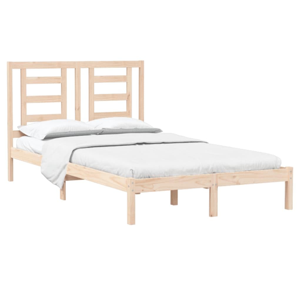 lite drewno sosnowe nowoczesny wystrój sypialni podwójna Brąz 120x190 cm | Rama łóżka lite drewno 120x190 cm podwójna z zagłówkiem do sypialni