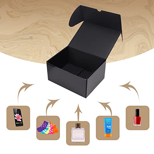 Image of ZBEIVAN 8x6x4 Black Small Shipping Boxes, 20 Packs Corrugated Cardboard Mailer Boxes for Packaging Small Business Mailing Gifts Wrap Boxes with Lids