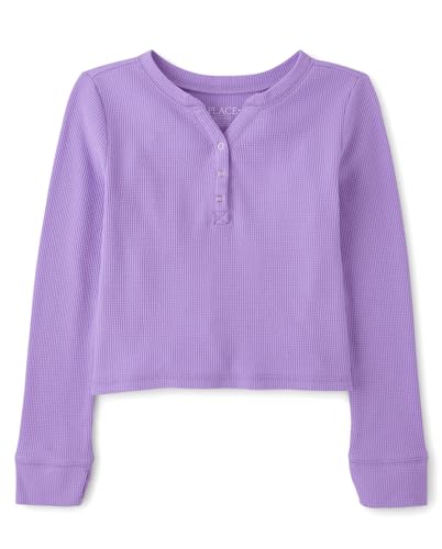 The Children's Place Girls' Basic Long Sleeve Thermal Henley Tops