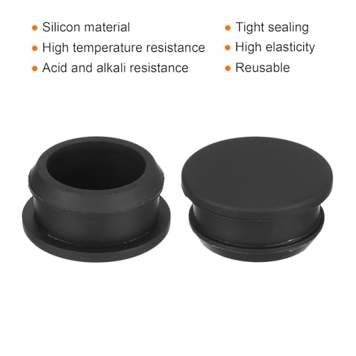 Image of MECCANIXITY Silicone Snap in Locking Hole Plugs,Rubber Panel Seal Cover Flush Type Panel Round for Kitchen Rubber Bulkheads Waterproof Sealing Plugs 24mm /0.94 Inch Diameter Black,Pack of 4