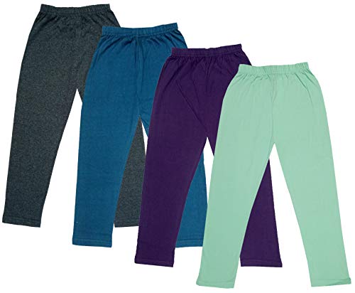 Image of IndiWeaves Girls Super Soft Cotton Solid Capri Pants (Sea Green, Wine, Blue, Grey, 6-7 Years) Pack of 4
