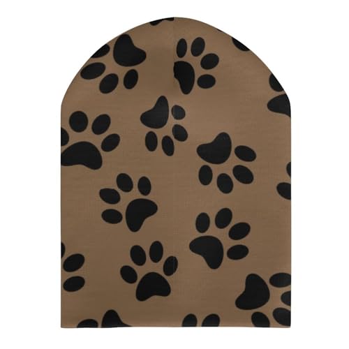 Dog Paw Pattern Kids Beanie Hat for for Girls Boys Children Cap Winter Knitted Chemo Cancer Headwear Accessories Gifts Decoration Black3