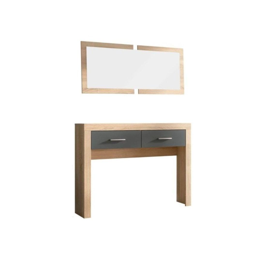 SHIITO | Recibidor con Dos cajones y Espejo Incluido | Mueble de Entrada | Color Cambrian y Grafito - 115 x 26 x 85 cm | Modelo AMBAR