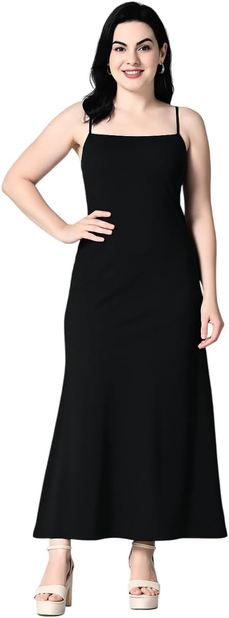 UBEROOT Long Sleeveless Bodycon Whisper Dress for Women – Beautiful Elastane Flat Neck Dress with Comfortable Fit for Party