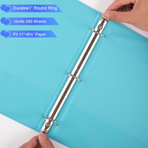2-Inch Binder 3 Ring, Round Ring with 2 Interior Pockets, Holds 450 Sheets Letter Size Paper, Durable Plastic View Binders for School, Office, and Home image 2