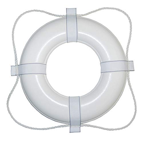 Foam Ring Buoy with White Rope - White - 30 in.
