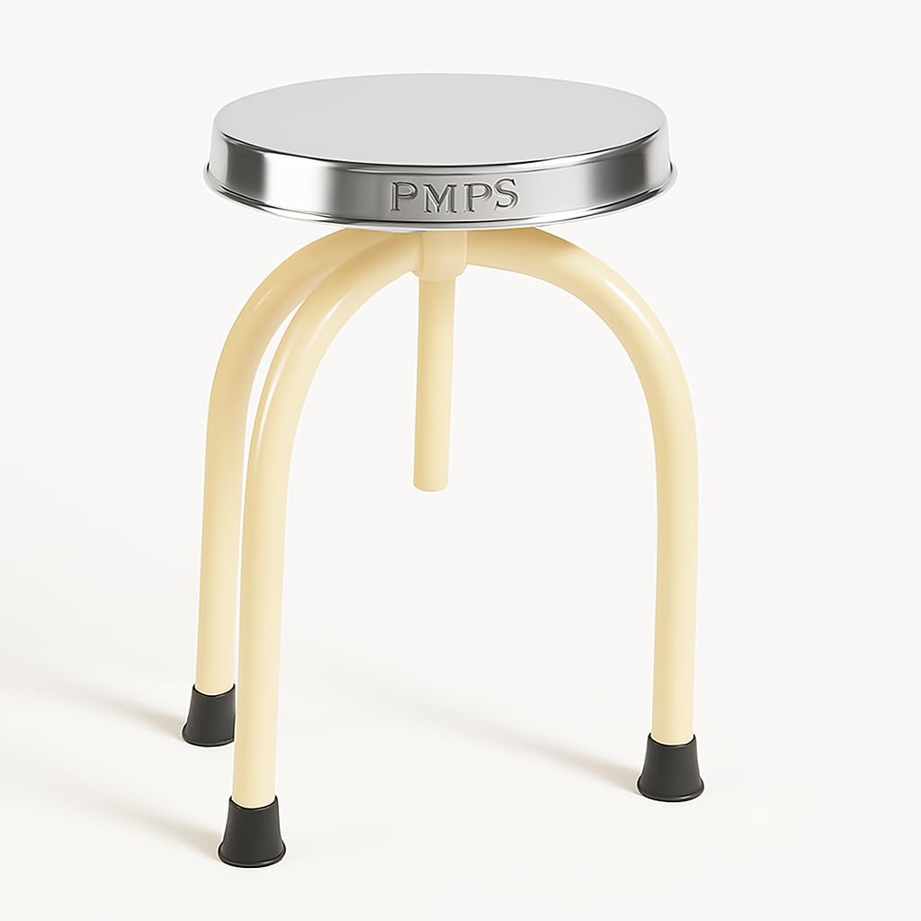 PMPS Revolving Stool with Stainless Steel Top for Doctor, Clinic, Physician, Lab etc