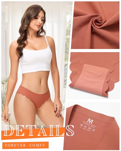 Image of LEVAO Seamless Underwear for Women No Show Ice Silk Bikini Breathable Hipster Wavy Sides Invisibles Panties 7 Pack S-XL