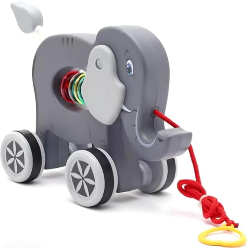Image of Mini Steps Pull Along Elephant Toy - Baby & Toddler Walking Toy, Fun & Safe Play