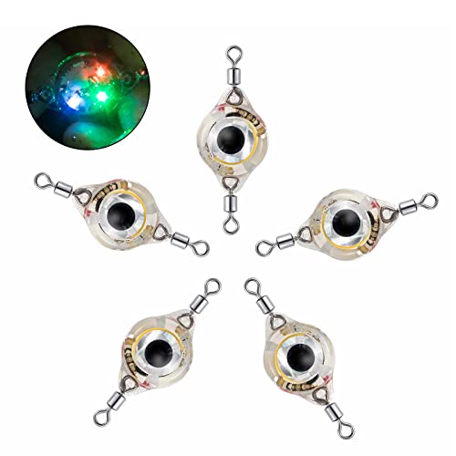 Dr.Fish 5pcs LED Fishing Lures Deep Drop Fishing Lights Underwater Flasher Lights Bass Halibut Walleye Lures Attractant