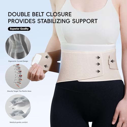 GOUNOD Adjustable Back Brace for Lower Back Pain for Women and Men, Removable Stays Back Support Brace for Herniated Disc, Scoliosis, and Sciatica Pain Relief - Ergonomic Design(Beige/S) — view 2