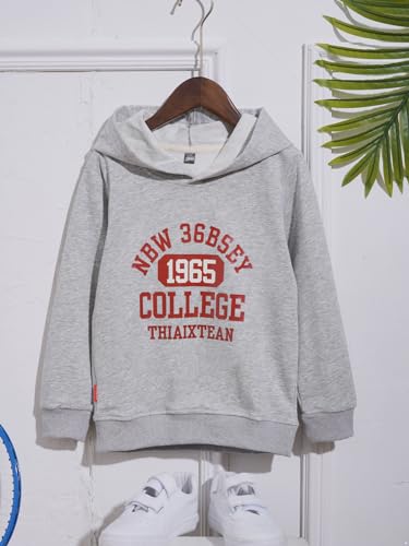 Kids Boys Long Sleeve Loose Hooded Sweatshirt Letter Print Casual Pullover Top Daily Wear3